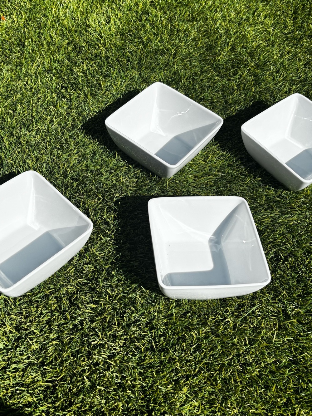 White Ceramic Square Serving Bowls - Set of 4